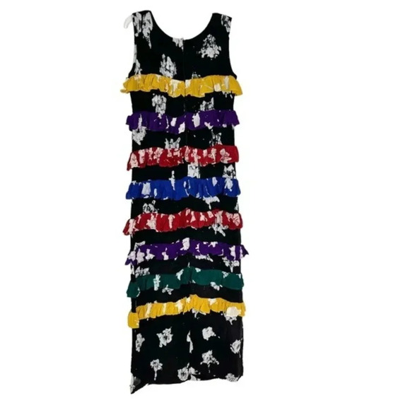 BUSAYO Ropo Splatter Print Tiered Ruffle Maxi Dress Black Size M NWT - Picture 8 of 15